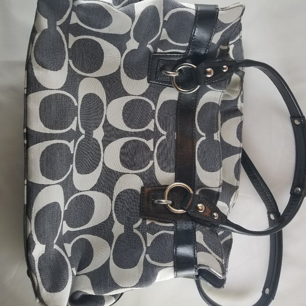 Denim type of color Coach bag.